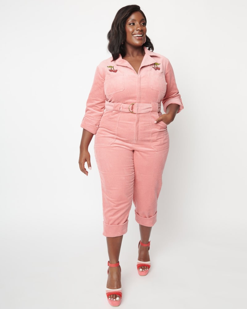 Pink cord jumpsuit outlet